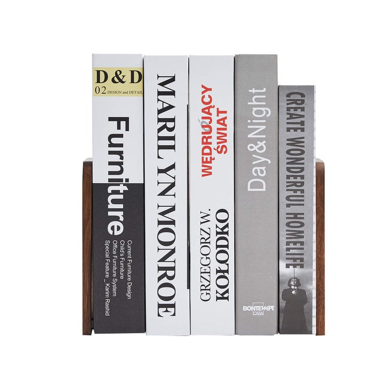 Pandapark Wood Bookends Non-Skid Bookend for Shelves Heavy Duty Bookends Book Stand for Books/CDs 1 Pair - Image 4